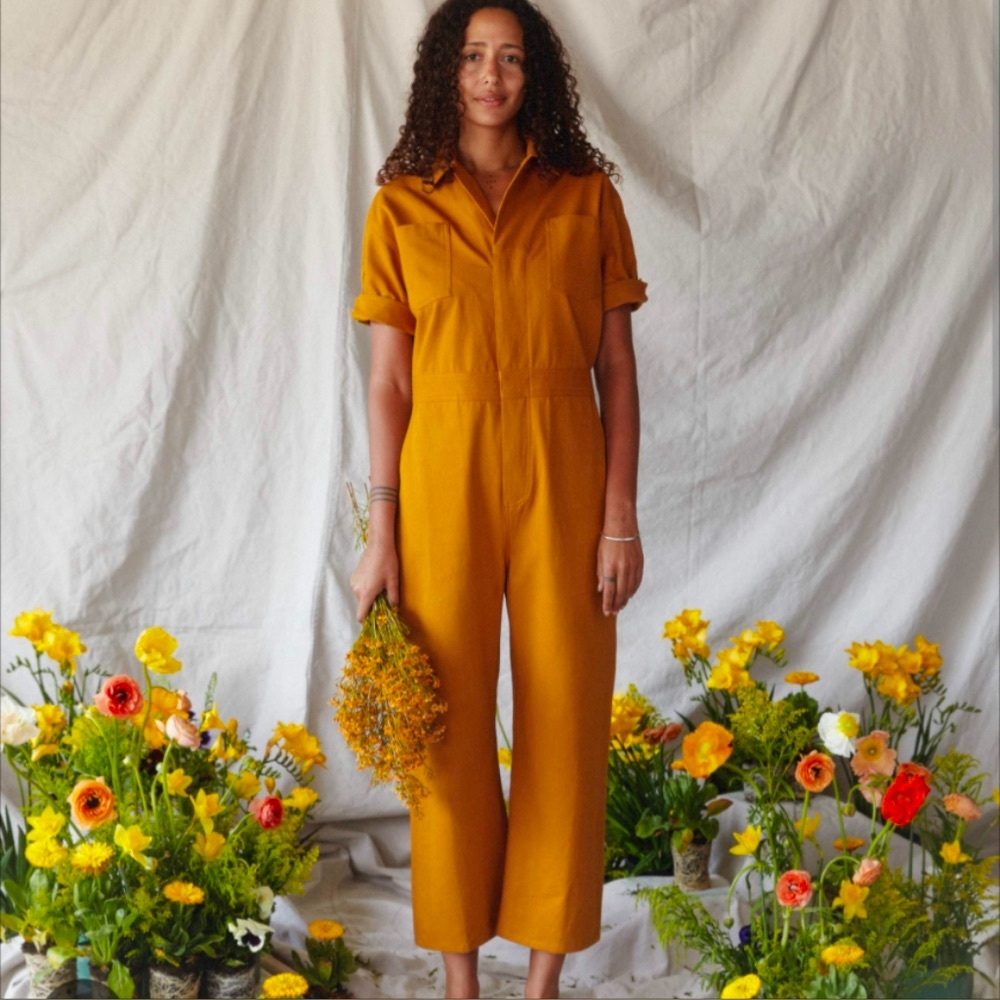 Christy Dawn Penny Jumpsuit - Mustard / dark tan size s